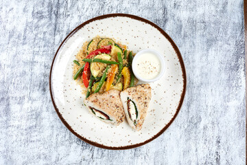 chicken stuffed cream cheese and vegetables