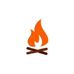 campfire with firewood color icon vector. Simple sign, logo. fireWood in fire. Bonfire. Camp fireplace