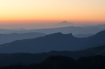 Mountain rock in a beautiful haze