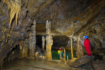 Cross Cave (Slovene: Križna jama), also named Cold Cave under Cross Mountain, Green Karst,...