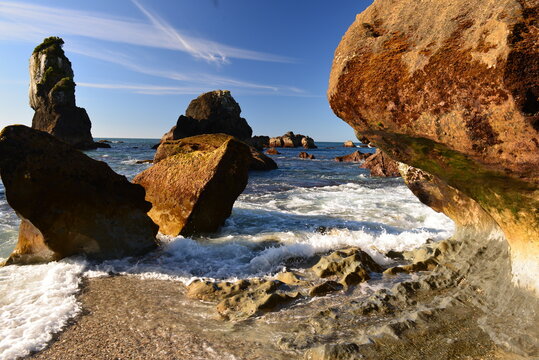 Rock formations on Monro Beach New Zealand