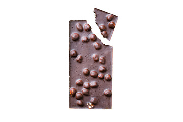 chocolate bar nuts hazelnut sweet dessert ready to eat on the table meal snack ingredient top view copy space for text food background rustic