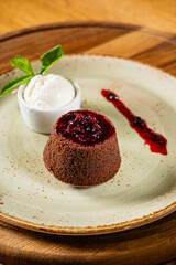 lava cake with berry sauce