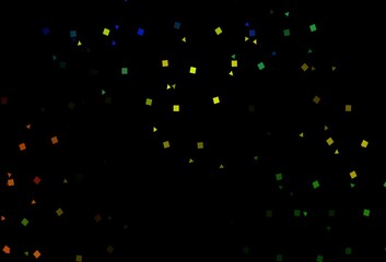 Dark Blue, Yellow vector template with crystals, circles, squares.