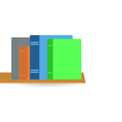 books on a shelf with a shadow on a white background, learning, reading library, knowledge, vector
