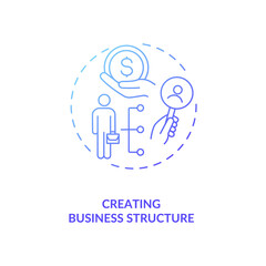 Creating business structure blue gradient concept icon. Corporate organization development. Startup management. Work strategy idea thin line illustration. Vector isolated outline RGB color drawing