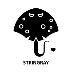 stringray icon, black vector sign with editable strokes, concept illustration