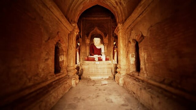 Interior of the ancient temples in Bagan eim ya kyaung Myanmar