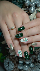 Christmas nails art manicure. new year nails