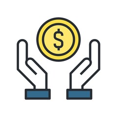 Money savings icon in flat design style. Investment sign.