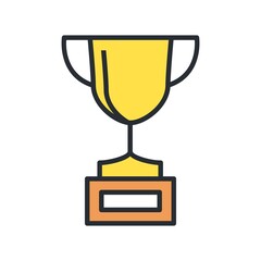 Competition trophy icon in flat design style. Winner cup symbol.