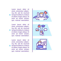 Virtual assistant skills concept icon with text. Time management. Multitasking. Planning, strategizing. PPT page vector template. Brochure, magazine, booklet design element with linear illustrations