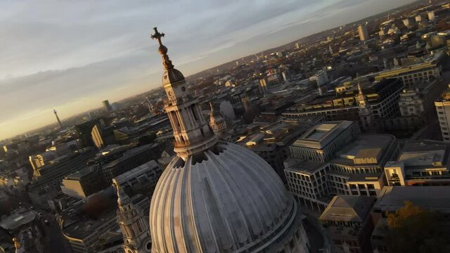 Amazing St Paul's Cathedral Aerial view London uk and Riverside, United Kingdom, amazing rays of sun