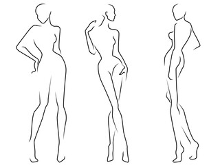 Black sketch of the woman's bodies