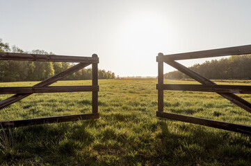 wood field fence  - Powered by Adobe