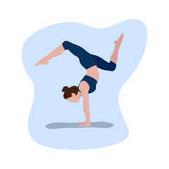 Vector illustrations depicting a girl who shows yoga poses. Design for of a booklet, flyer, poster, website