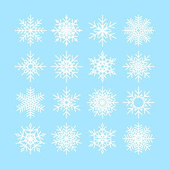 Fototapeta na wymiar White snowflakes collection