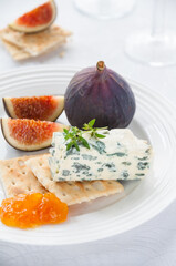 Blue Cheese with Crackers, Orange Jam and Ripe Figs