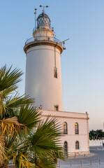 La Farola de Málaga Lighthouse on Sunny Summer Evening
