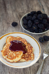 Pancakes with blackberry jam