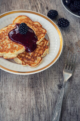 Pancakes with blackberry jam