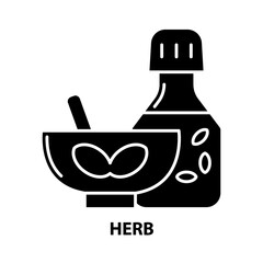 herb icon, black vector sign with editable strokes, concept illustration