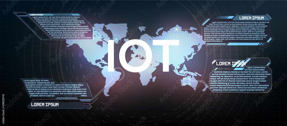 Poster internet of things (iot) and networking concept for connected devices. digital network connections, 