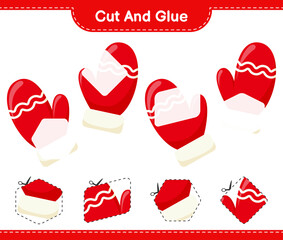 Cut and glue, cut parts of Mittens and glue them. Educational children game, printable worksheet, vector illustration