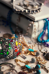 Jewelry, beads and bracelets background