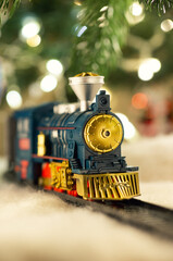 Locomotive toy in Christmas decorations