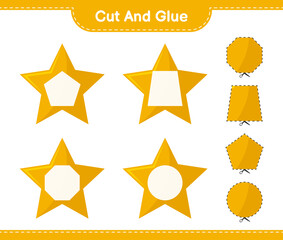 Cut and glue, cut parts of Stars and glue them. Educational children game, printable worksheet, vector illustration