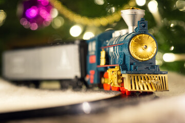 Locomotive toy in Christmas decorations