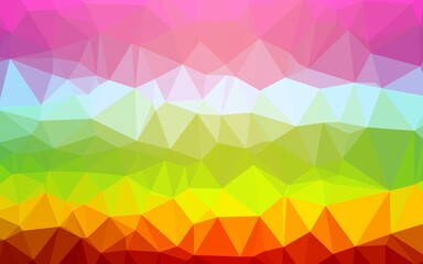 Light Multicolor, Rainbow vector triangle mosaic texture. A sample with polygonal shapes. New texture for your design.