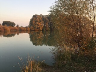 осень река лес