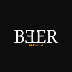 Beer logo with beer bottle on black background