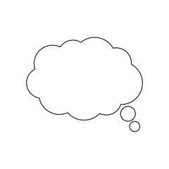 Cartoon speech or think bubble, empty communication cloud. Vector design element.