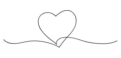 Heart. Abstract love symbol. Continuous line art drawing vector illustration