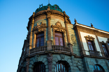 the facade of the building 