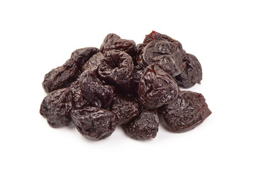 Prunes, close-up, isolated on white background