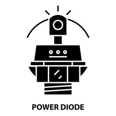 power diode icon, black vector sign with editable strokes, concept illustration