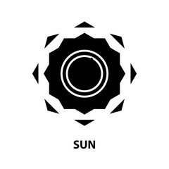 sun icon, black vector sign with editable strokes, concept illustration