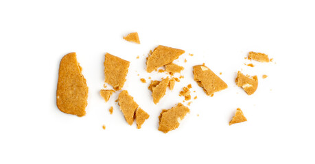 Broken Ginger Snap Isolated. Crumbled Rectangular Ginger Nut