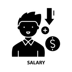 salary symbol icon, black vector sign with editable strokes, concept illustration