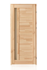 Wooden door isolated on white background. Plastic door