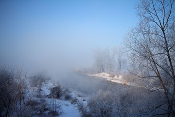 Obraz na płótnie Canvas Mgła zimą