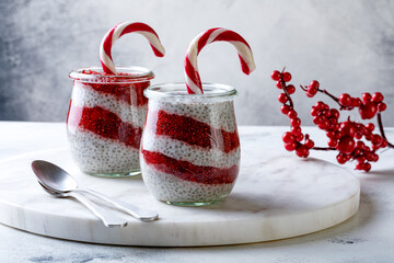 Healthy Christmas chia pudding. Vegan healthy breakfast, clean eating.