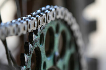 Details of the chain of a moto cross bike