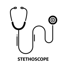 stethoscope icon, black vector sign with editable strokes, concept illustration