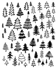 Obraz premium Set of Christmas trees on white background