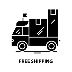 free shipping symbol icon, black vector sign with editable strokes, concept illustration